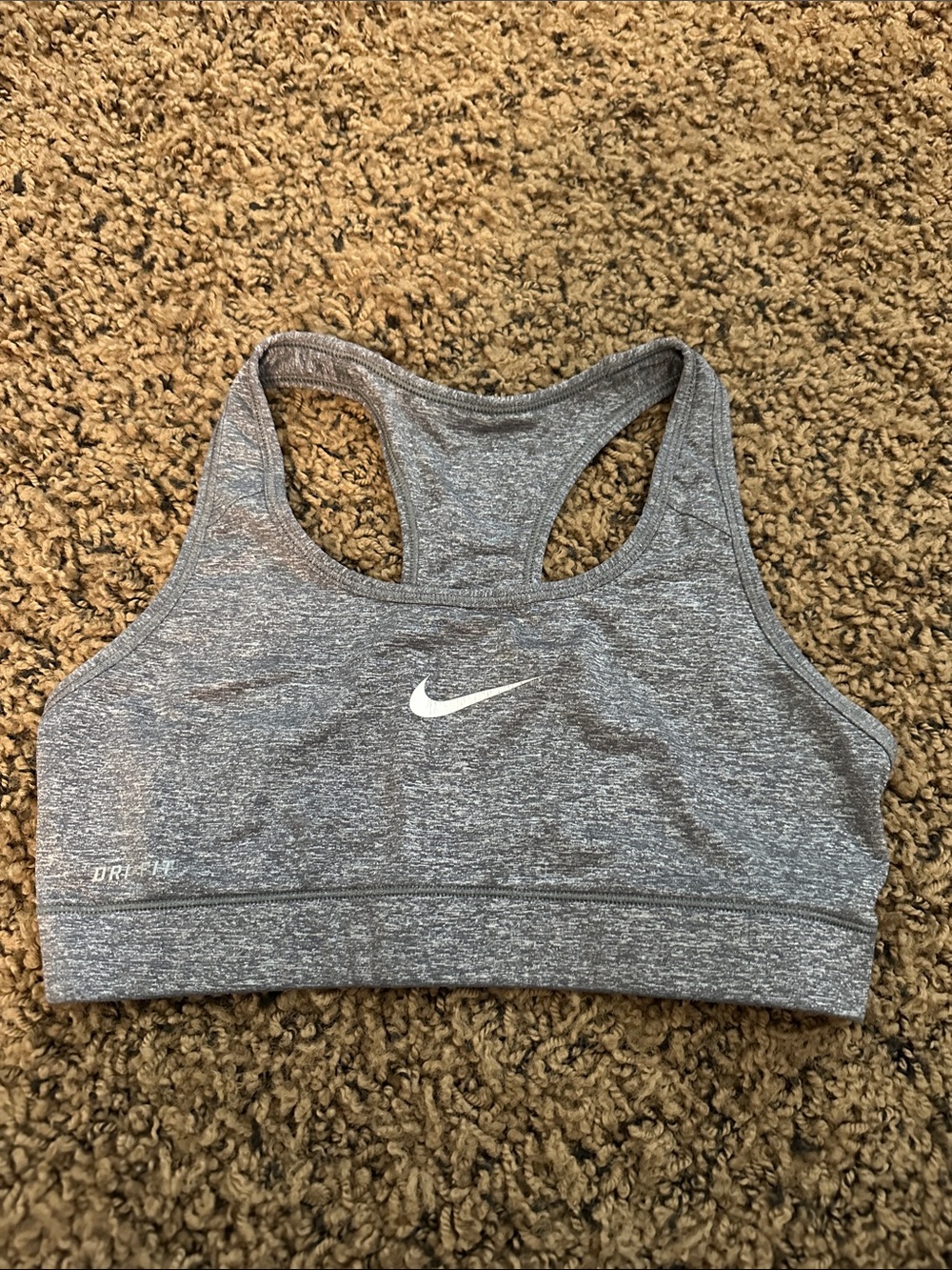 Nike Gray Heather Dri-FIT Racerback Sports Bra